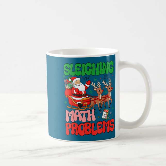 Sleighing Math Problems Funny Teacher Christmas Qu Kaffemugg (Höger)