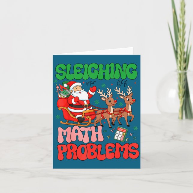 Sleighing Math Problems Funny Teacher Christmas Qu Kort (Framsida)
