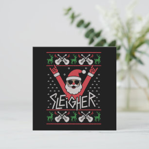Sleighing Santa jul Rock n Roll ful jultröja Julkort