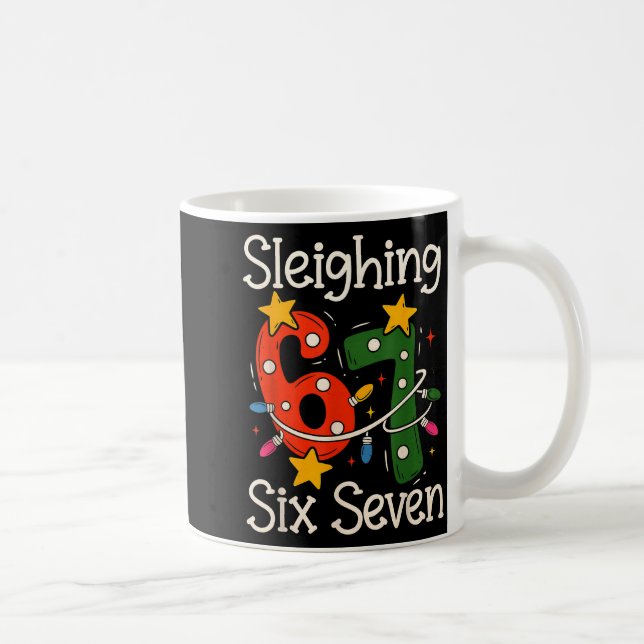 Sleighing Six Seven 67 Meme Christmas Gen Z Alpha  Kaffemugg (Höger)