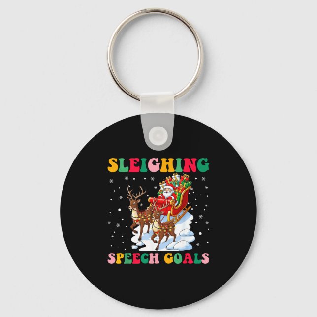 Sleighing Speech Goal Reindeer Christmas Speech Sl Nyckelring (Framsida)