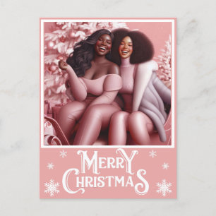Sleighins festiv Skratt Pastels Rosa Helg Vykort