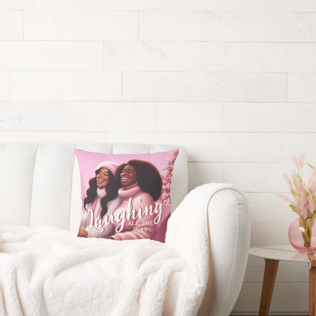 Sleighins festiv Skratt Pastels Rosa Kudde (Soffa)