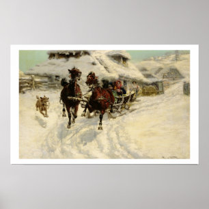 Sleighritten, 1896 (olja på kanfas) poster