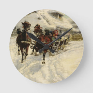 Sleighritten, 1896 (olja på kanfas) rund klocka