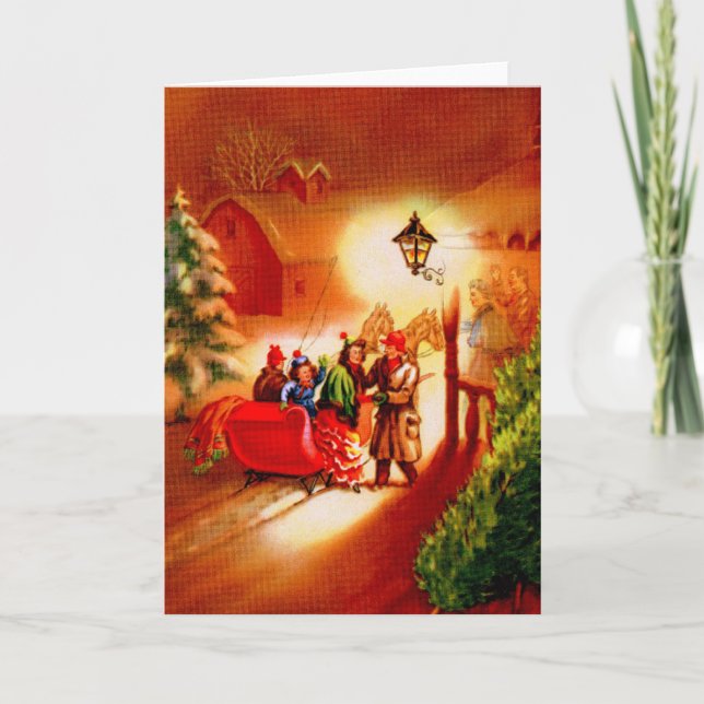 Sleighritten - vintagejulkort helgkort (Framsida)