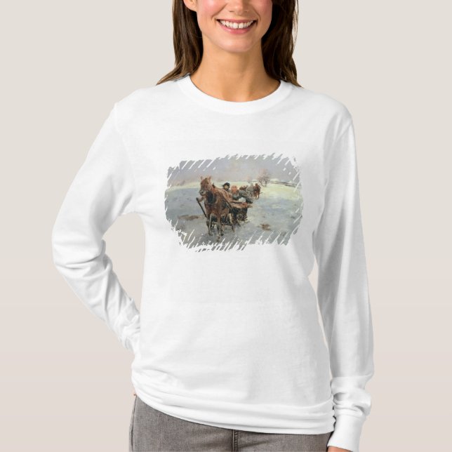Sleighs i en vinter landskap t shirt (Framsida)