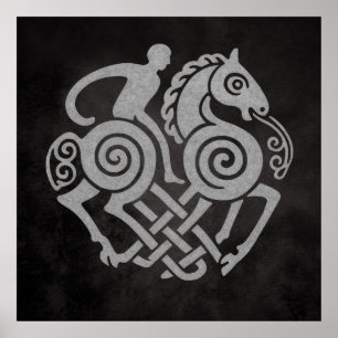 Sleipnir och Oden Symbol Nordisk Mytologi Design Poster