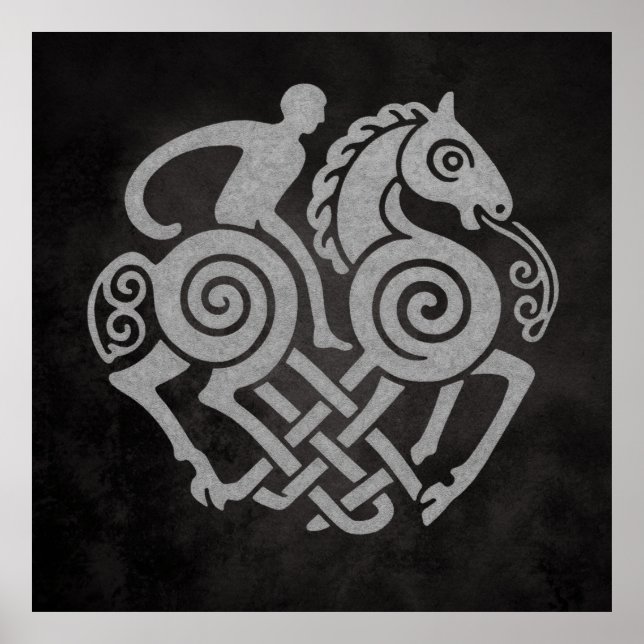 Sleipnir och Oden Symbol Nordisk Mytologi Design Poster (Framsidan)