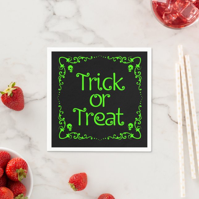 Slemgrön Halloweentrick eller Treat Pappersservett (Insitu)