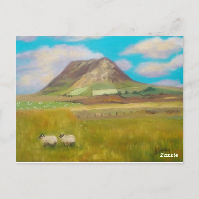 Slemish Mountain Painting Postcard av Joanne Casey Vykort (Baksida)
