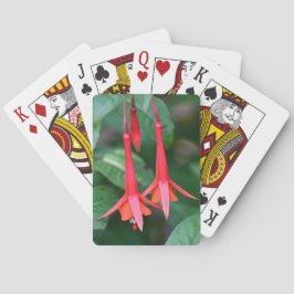 Slender Red Fuchsia Flowers Blommigt Casinokort