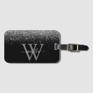 Slever Black Glitter Namn Bagagebricka