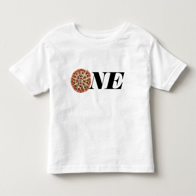 Slice of Fun 1st Birthday, One Pizza T-Shirt (Framsida)