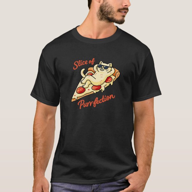 Slice of Purrfection Cat Pizza T Shirt (Framsida)