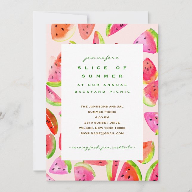 Slice of Summer Watermelon Party Invitation Inbjudningar (Framsida)