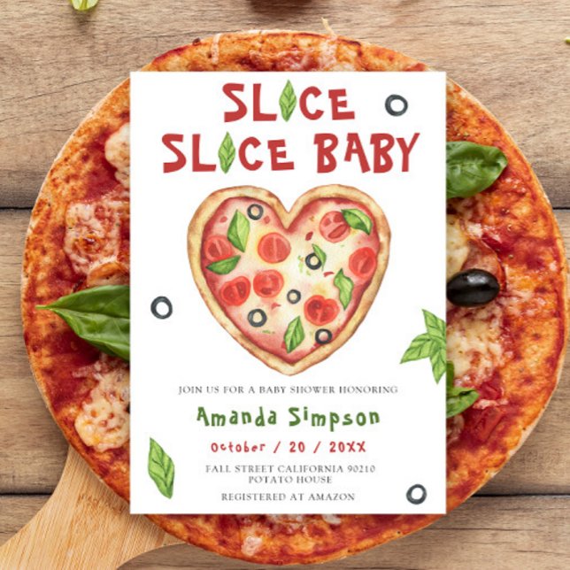 Slice, Slice Baby - Akvarell baby shower Inbjudningar (Skapare uppladdad)