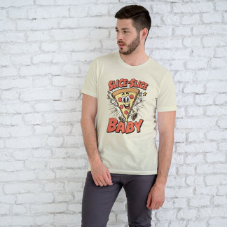 Slice Slice Baby Funny Pizza Pun Retro 90s  T Shirt