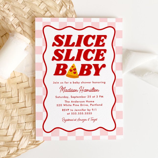 Slice Slice Baby Italiensk Pizza Babyfirande Inbjudningar (Skapare uppladdad)