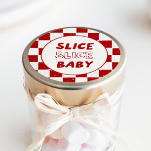Slice Slice Baby Italienska Röd Rutig Runt Klistermärke