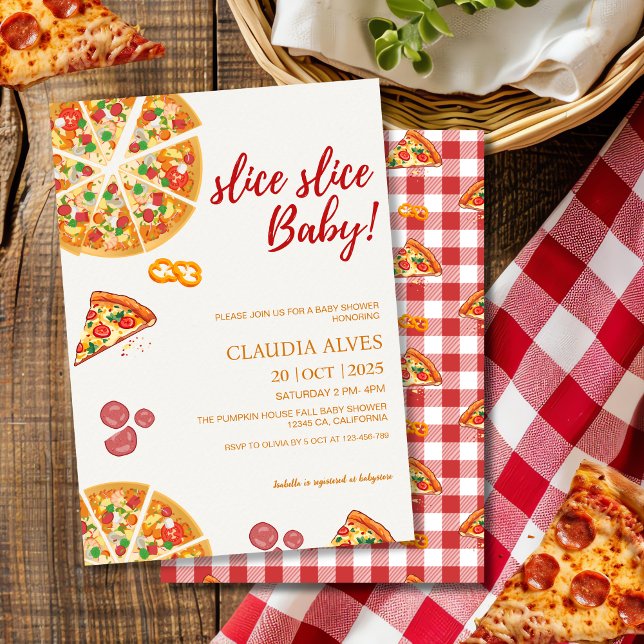 Slice Slice Baby picnic Pizza baby shower Inbjudningar (Skapare uppladdad)