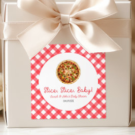 Slice, Slice, Baby! Pizza Bebis Shower Fyrkantigt Klistermärke