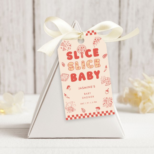 Slice Slice Baby Pizza Hand Drawn Baby Shower Presentetikett (Skapare uppladdad)