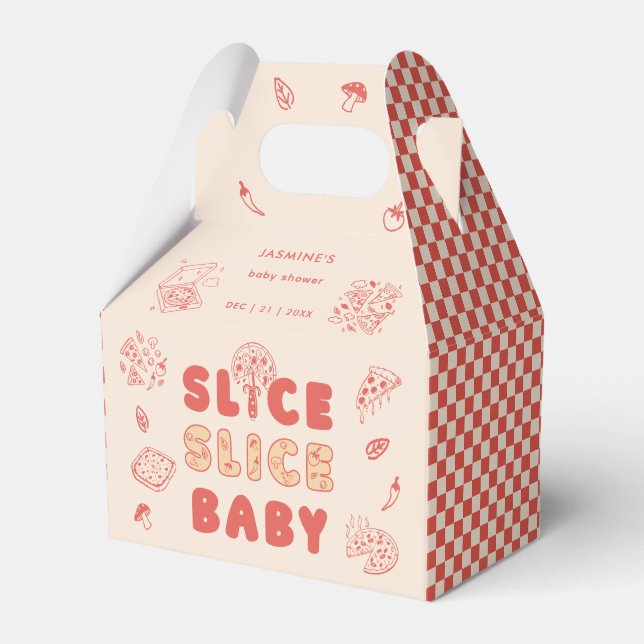 Slice Slice Baby Pizza Handritad Baby Shower Presentaskar (Framsidan Sidan)