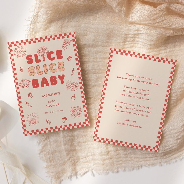 Slice Slice Baby Pizza Handritad Baby Shower Tack Kort (Skapare uppladdad)