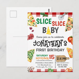 Slice Slice Baby Pizzaparty 1-årsdag Vykort