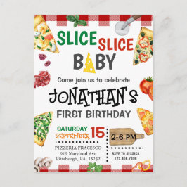 Slice Slice Baby Pizzaparty 1-årsdag Vykort