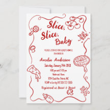 Slice Slice Baby | Röd Doodle Pizza Baby Shower
