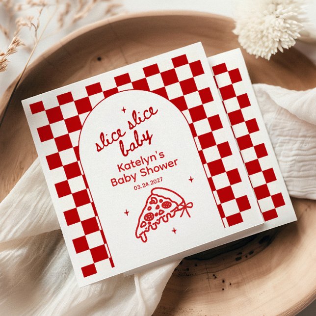 Slice Slice Baby Theme Pizza Baby Shower Napkins Pappersservett (Skapare uppladdad)