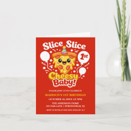 Slice Slice Cheesy Baby Pizza 1st Birthday Inbjudan