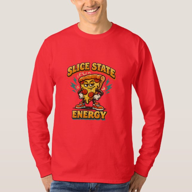 Slice State Energy Retro Pizza Lover Funny Graphic T Shirt (Framsida)