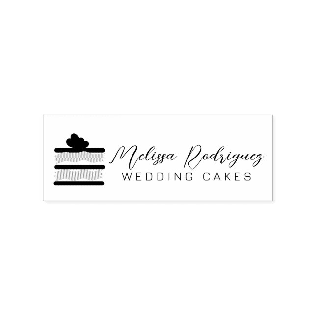 Sliced Cake Baker Wedding Script  Logo Stämpel (Tryck)