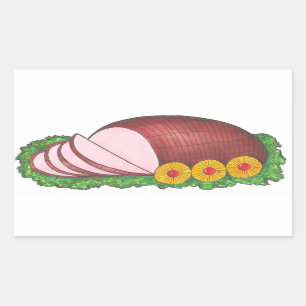 Sliced Ham Helgdag jul, Påsk-middag Rektangulärt Klistermärke