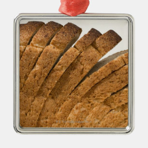 Sliced släntrar av bröd julgransprydnad metall
