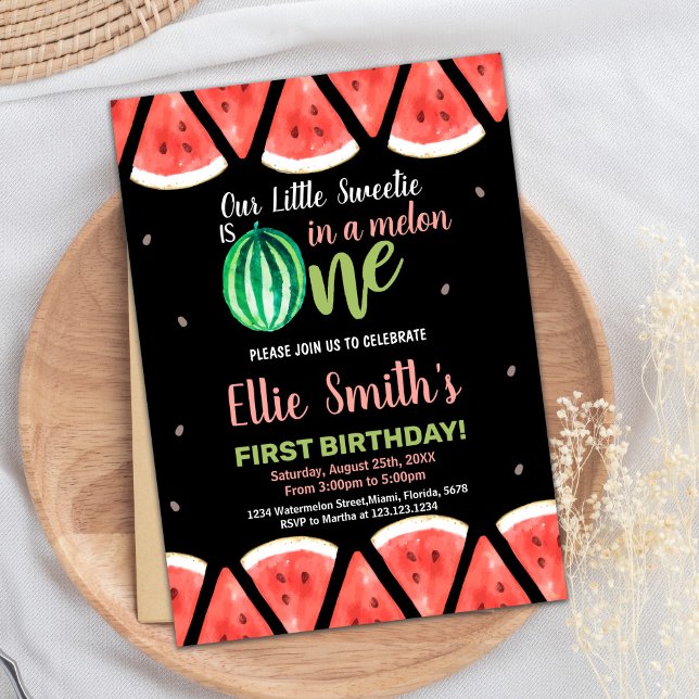 Slices Grönt Watermelon Birthday-inbjudningar Inbjudningar (Slices Green Watermelon Birthday Invitations)