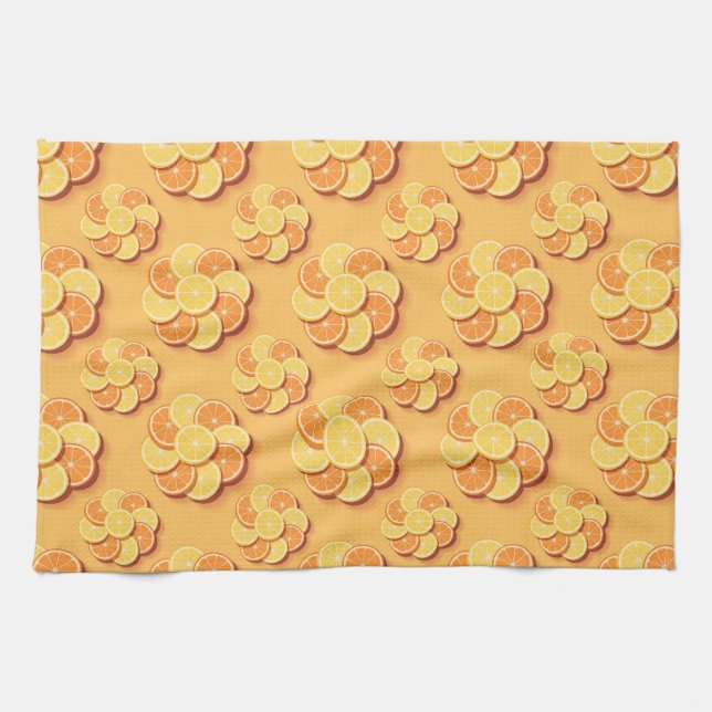 Slices of lemons and oranges kökshandduk (Horisontell)