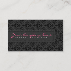Slick BlackMonochromatic Vintage Damask Visitkort