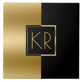 Slick Geometric Guld & Black Modern Design Kakelplatta