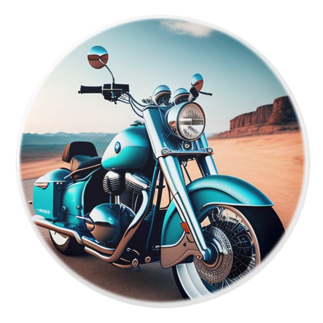 Slick Motorcykel Blue Beach Knopp (Framsidan)