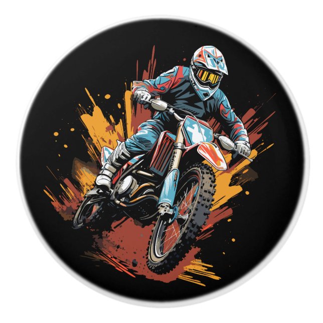 Slick Motorcykel Dirt Bike Motorcyklist Knopp (Framsidan)