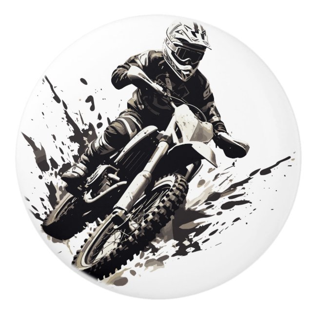 Slick Motorcykel Svart och Vitt Knopp (Framsidan)
