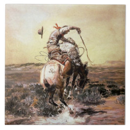 "Slick Rider" Western Art av Charles M Russell Kakelplatta