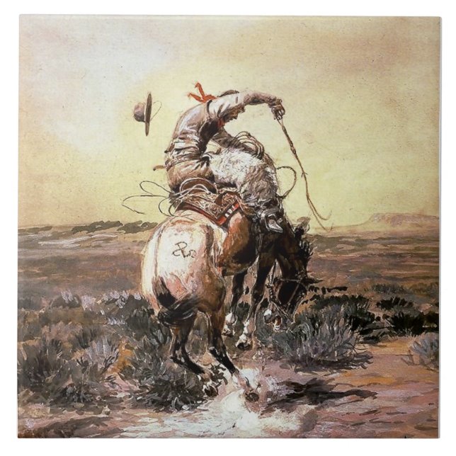 "Slick Rider" Western Art av Charles M Russell Kakelplatta (Framsidan)