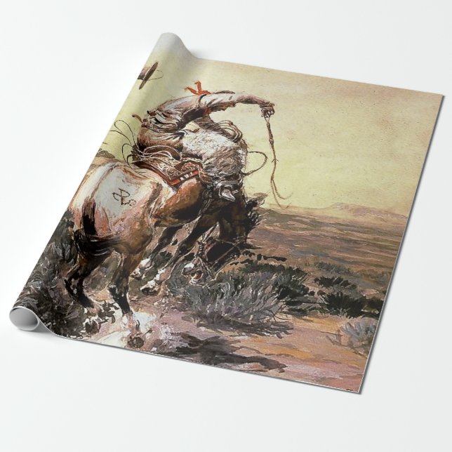 "Slick Rider" Western Art av Charles M Russell Presentpapper (Utrullad)