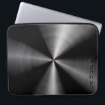 Slick Shiny Stainless Steel-utseende Laptop Fodral<br><div class="desc">Svart,  helt enkelt metallisk design i elegant,  rostfritt stål,  laptop sleeve. Anpassningsbar och valfritt monogram.</div>