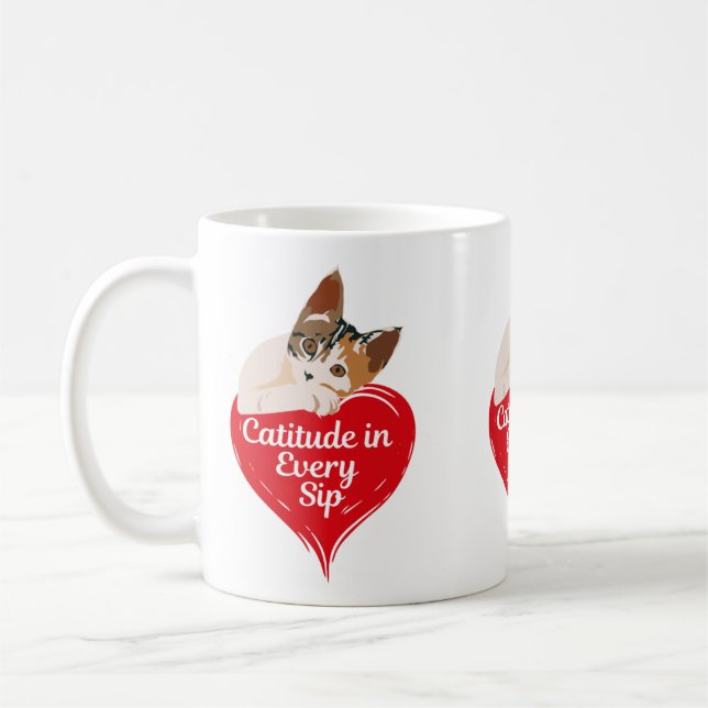 Slicka med kattattityd kaffemugg (Vänster)